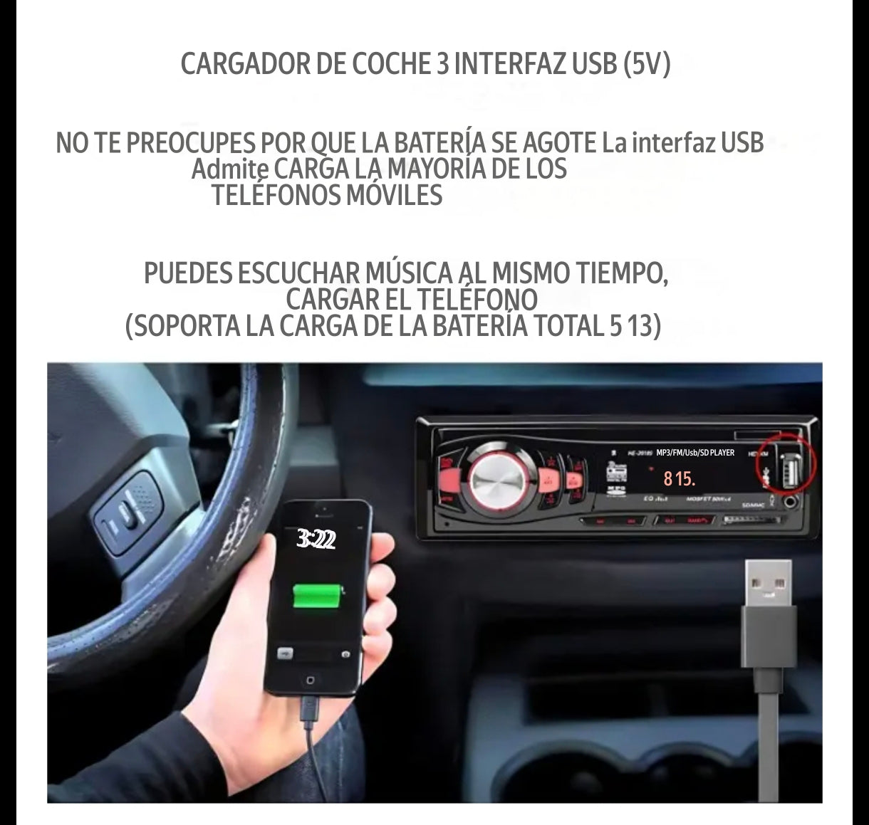 Radio para auto Bluetooth MP3